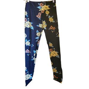 LulaRoe Leggings | One Size | Black Flower Print
